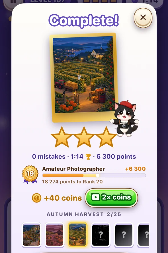 The completed picture with three stars